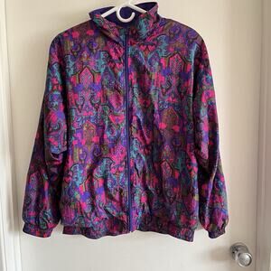 Vintage 1990s Y2K Lavon All Over Print Windbreaker Purple Zip Up